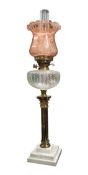 VICTORIAN 19TH CENTURY NEOCLASSICAL STYLE BRASS & MARBLE OIL LAMP