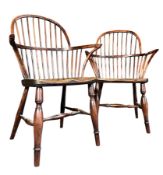 PAIR OF YEW & ELM WOOD 19TH CENTURY WINDSOR CHAIRS