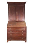 EARLY 19TH CENTURY GEORGE III OAK ESTATE BUREAU BOOKCASE