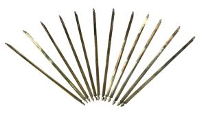 SET OF TWELVE VICTORIAN SOLID BRASS STAIR RODS OR TREADS