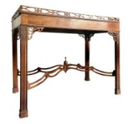 CHINESE CHIPPENDALE MANNER 19TH CENTURY MAHOGANY SILVER TABLE