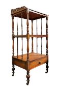 VICTORIAN 19TH CENTURY ROSEWOOD & MARQUETRY INLAID WHATNOT ETAGERE