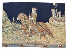 AFTER SIMONE MARTINI - 20TH CENTURY TAPESTRY TITLED ' KNIGHT OF SIENNA '