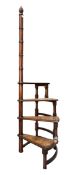 REGENCY REVIVAL MAHOGANY & BURR WALNUT SPIRAL LIBRARY STEPS