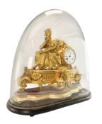 J W BENSON, LUDGATE HILL, LONDON - 19TH CENTURY 8 DAY MANTEL CLOCK IN GLASS DOME