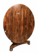19TH CENTURY WILLIAM IV ROSEWOOD TILT TOP BREAKFAST LOO TABLE