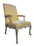 19TH CENTURY FRENCH PAINTED LOUIS XV FAUTEUIL ARMCHAIR