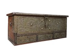 ZANZIBAR LATE 19TH CENTURY HARDWOOD & BRASS BOUND WEDDING CHEST