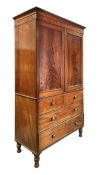 VICTORIAN 19TH CENTURY MAHOGANY CUPBOARD ON CHEST