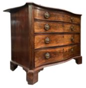 LATE 18TH CENTURY GEORGE III MAHOGANY SERPENTINE CHEST OF DRAWERS