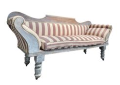 A 19TH CENTURY MAHOGANY UPHOLSTERED SETTEE SOFA