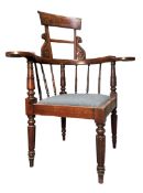 19TH CENTURY VICTORIAN FRUITWOOD CORNER ARMCHAIR