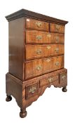 GEORGE III EARLY 19TH CENTURY MAHOGANY CROSSBANDED CHEST ON STAND