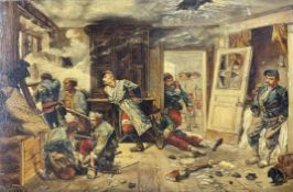 AFTER ALPHONSE DE NEUVILLE - THE LAST CARTRIDGES - OIL ON CANVAS PAINTING