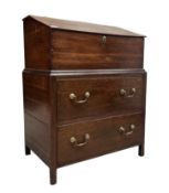 GEORGE III 18TH CENTURY OAK CLERKS' DESK / WRITING SLOPE ON CHEST OF DRAWERS