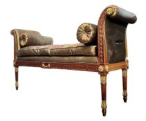 FRENCH LOUIS XVI STYLE PAINTED & PARCEL GILT WINDOW SEAT