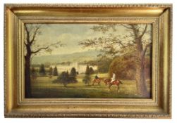 HENRY HARRIS (1852-1926) - VIEW OF COUNTRY ESTATE - OIL ON CANVAS PAINTING