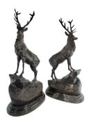 AFTER JULES MOIGNIEZ (1835-1894) - PAIR OF LARGE HOLLOW CAST METAL STAG SCULPTURES