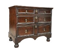 17TH CENTURY COMMONWEALTH OAK BLOCK FRONT CHEST OF DRAWERS