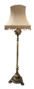 VICTORIAN 19TH CENTURY BRASS CONVERTED OIL FLOOR STANDARD LAMP