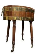 GEORGE III OAK & BRASS BOUND COOPERED WINE COOLER