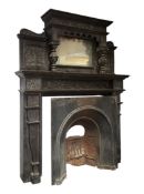 19TH CENTURY CARVED OAK FIREPLACE