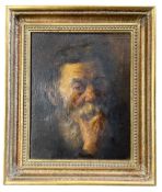 CONTINENTAL 19TH CENTURY SCHOOL - OIL ON CANVAS PORTRAIT PAINTING OF OLD MAN