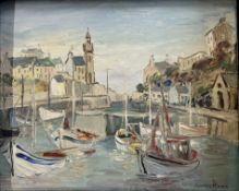 GEORGE HANN (1900-1979) - UNTITLED HARBOUR SCENE - OIL ON BOARD PAINTING