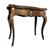 FRENCH 19TH CENTURY BOULLE WORK SERPENTINE CARD GAMES TABLE