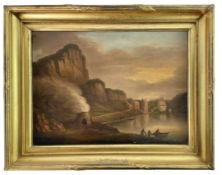 ENGLISH 19TH CENTURY SCHOOL - ST. VINCENT'S ROCKS, CLIFTON - OIL ON CANVAS PAINTING