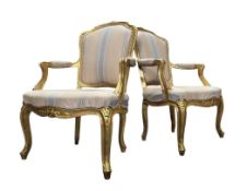 PAIR OF FRENCH LOUIS XV INSPIRED GILTWOOD FATEUIL CHAIRS
