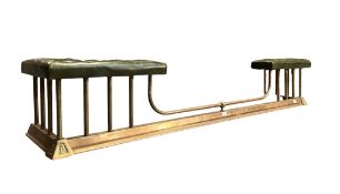 EARLY 20TH CENTURY BRASS & LEATHER FIRE CLUB FENDER