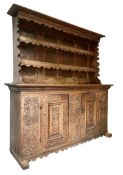 19TH CENTURY GOTHIC REVIVAL CARVED OAK DRESSER