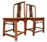 PAIR OF CHINESE MING STYLE CARVED HARDWOOD CEREMONIAL CHAIRS