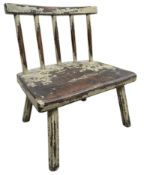 A FARMHOUSE RUSTIC PAINTED TIMBER HEDGE CHAIR