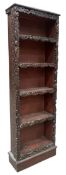 19TH CENTURY CARVED OAK UPRIGHT BOOKCASE