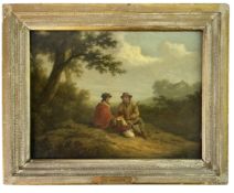ATTR. TO GEORGE MORLAND (1763-1804) - PASTORAL SCENE - OIL ON CANVAS PAINTING