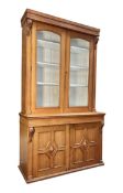 VICTORIAN 19TH CENTURY OAK BOOKCASE CABINET