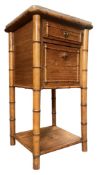 AESTHETIC MOVEMENT MARBLE TOP & FAUX BAMBOO SIDE BEDSIDE TABLE