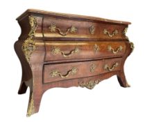 FRENCH LOUIS XV STYLE LATE 18TH / EARLY 19TH CENTURY WALNUT & ORMOLU BOMBE CHEST