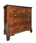 GEORGE III 18TH CENTURY CROSSBANDED OAK MULE CHEST OF DRAWERS