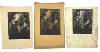LILIAN WHITEHEAD (1894-1959) - CANDLELIGHT - THREE ETCHINGS ON PAPER