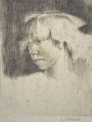 LILIAN WHITEHEAD (1894-1959) - PORTRAIT OF YOUNG GIRL - ETCHING ON LIGHTWEIGHT PAPER