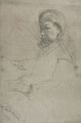 LILIAN WHITEHEAD (1894-1959) - PORTRAIT OF SEATED WOMAN, 1917 - ETCHING ON PAPER