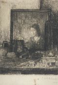 LILIAN WHITEHEAD (1894-1959) - SELF PORTRAIT AT DRESSING TABLE, 1919 - ETCHING