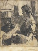 LILIAN WHITEHEAD (1894-1959) - THE KITCHEN MAID - ETCHING ON PAPER