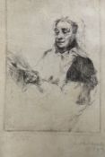 LILIAN WHITEHEAD (1894-1959) - ELDER LADY READING, 1919 - ETCHING ON LIGHTWEIGHT PAPER