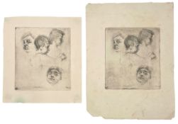 LILIAN WHITEHEAD (1894-1959) - PORTRAIT STUDIES - TWO ETCHINGS ON PAPER