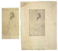 LILIAN WHITEHEAD (1894-1959) - PORTRAIT OF YOUNG GIRL - TWO ETCHINGS ON PAPER