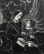 LILIAN WHITEHEAD (1894-1959) - MOTHER & CHILD - SCRAP BOARD DRAWING